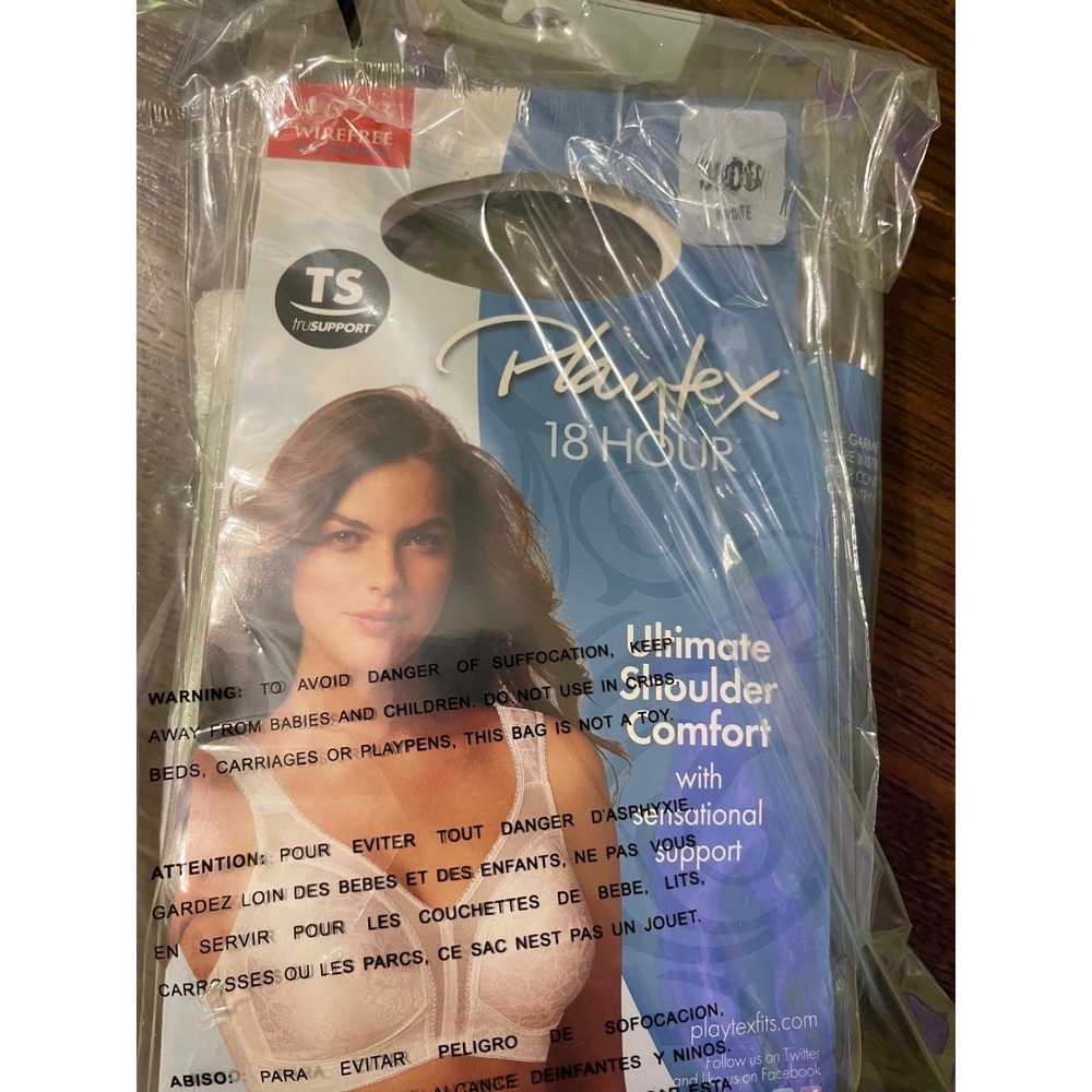 Playtex 18 Hour Ultimate Shoulder Comfort Wirefree Bra Womens 38DD